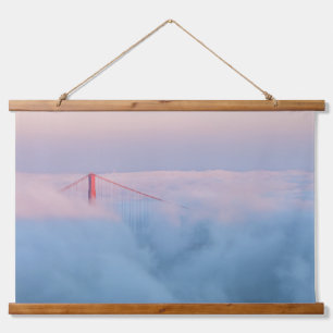 The Golden Gate Bridge in Fog at Sunset Hanging Tapestry