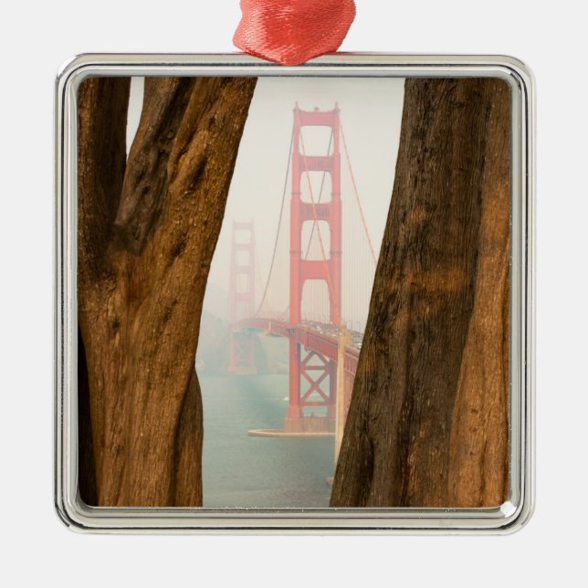 The Golden Gate Bridge | Trees from Overlook View Metal Tree Decoration (Front)