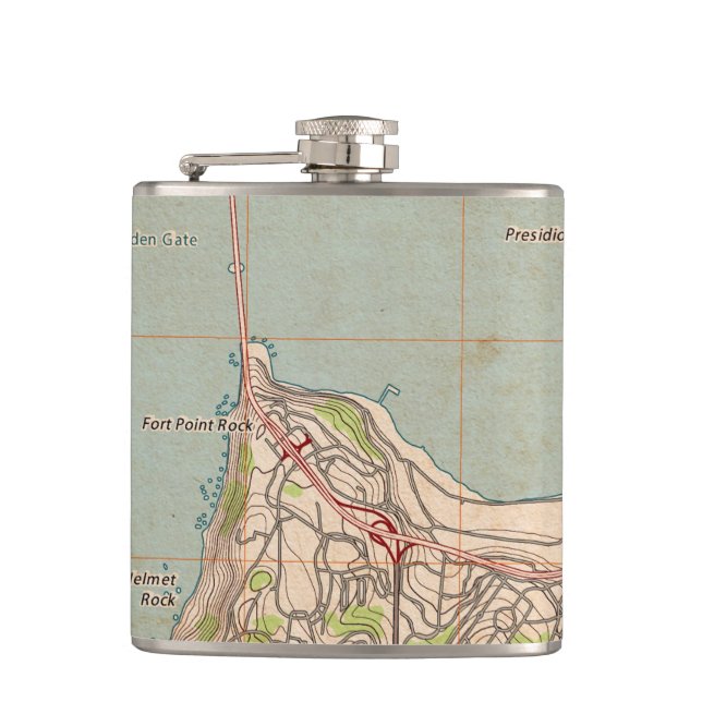 The Golden Gate Topographic Map Hip Flask (Front)