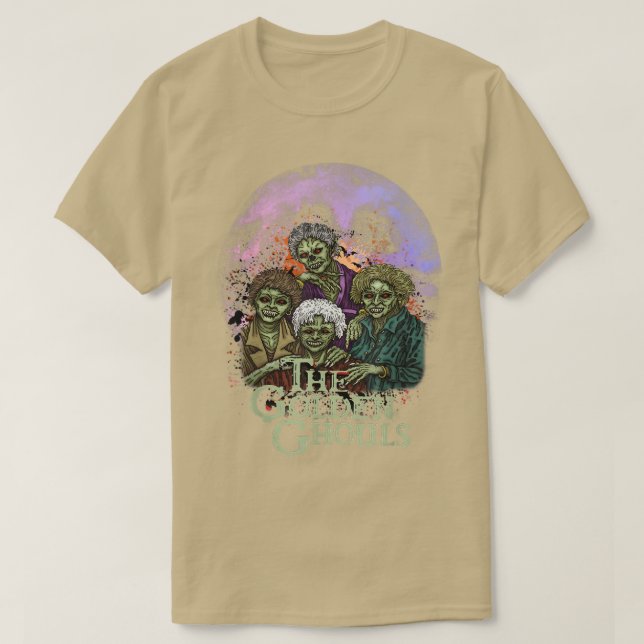 The Golden Ghouls Halloween Zombie Illustration Ar T-Shirt (Design Front)