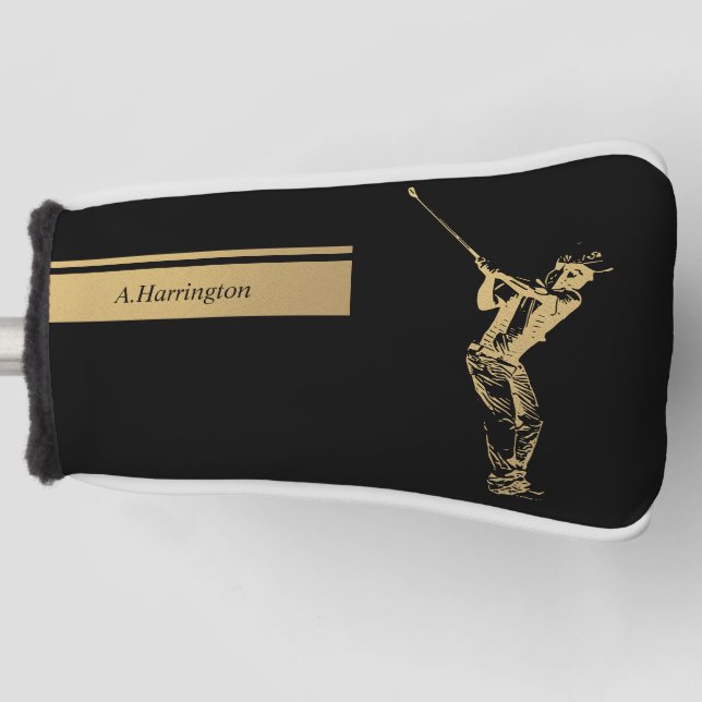 The golden golfer  golf head cover (Front)