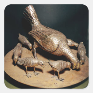 The Golden Hen and her Chicks Square Sticker