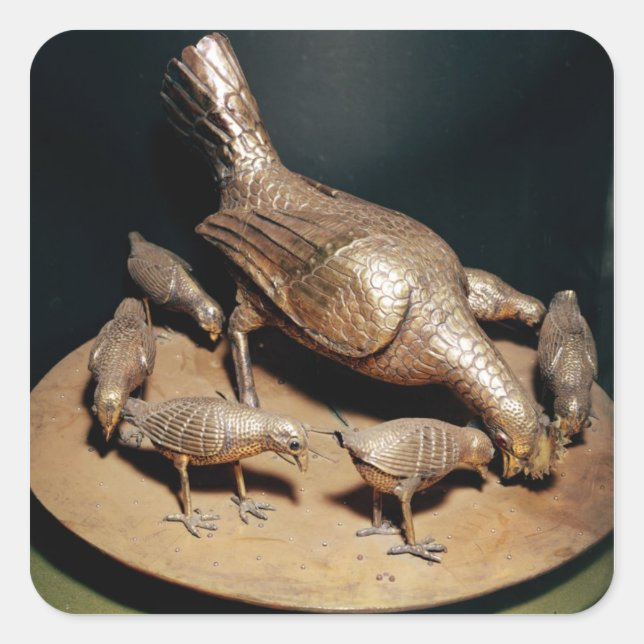 The Golden Hen and her Chicks Square Sticker (Front)