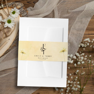 The Golden Hour Grace Floral & Monogram Wedding  Invitation Belly Band