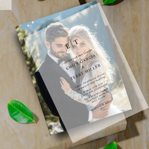 The Golden Hour Grace Modern Monogram Wedding Vellum Invitations