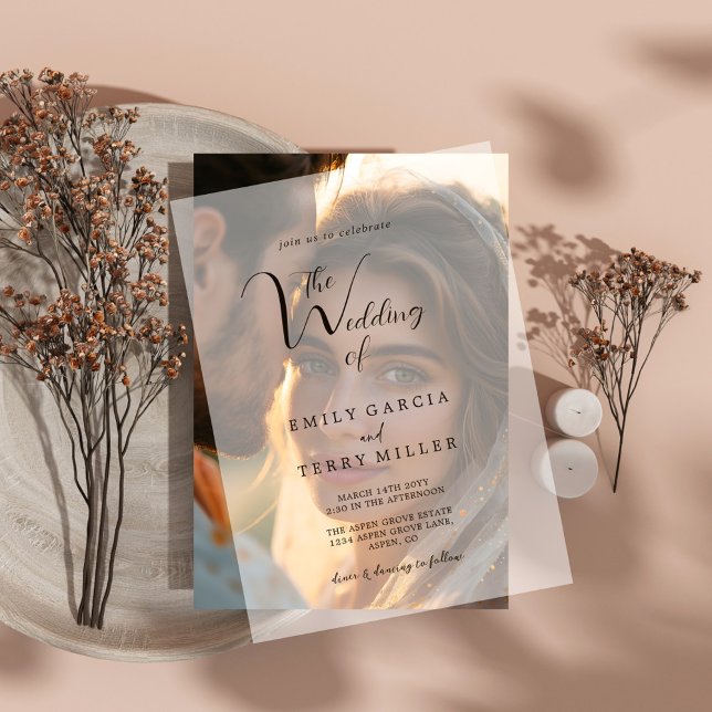 The Golden Hour Grace Modern Wedding Vellum Invitations (Creator Uploaded)