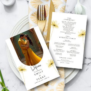 The Golden Hour Grace Photo Floral Wedding Program