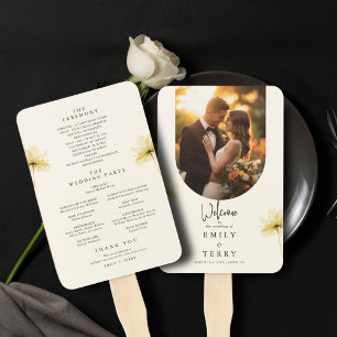 The Golden Hour Grace Photo Floral Wedding Program Hand Fan