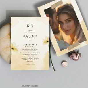 The Golden Hour Grace Photo & Monogram Wedding Invitation