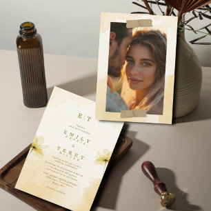 The Golden Hour Grace Photo & Monogram Wedding Invitation