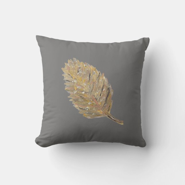 The Golden Leaf Pillow -1 in Dark  Grey  (Front)