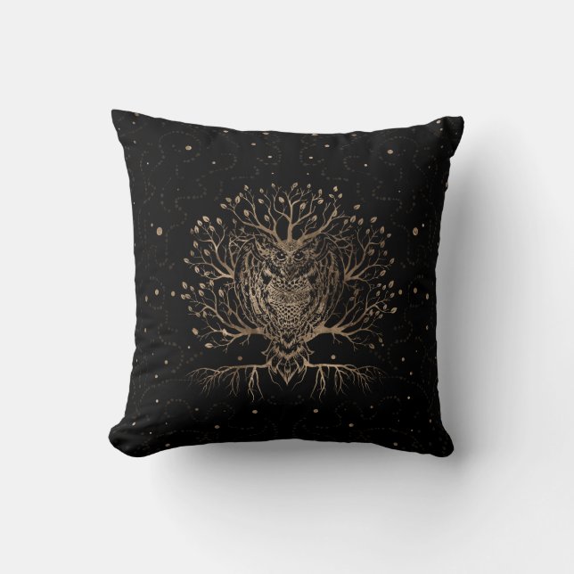 The Golden Owl Tree Cushion (Front)