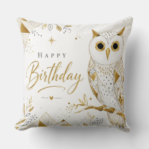 The Golden Owl's Wise Wishes Cushion