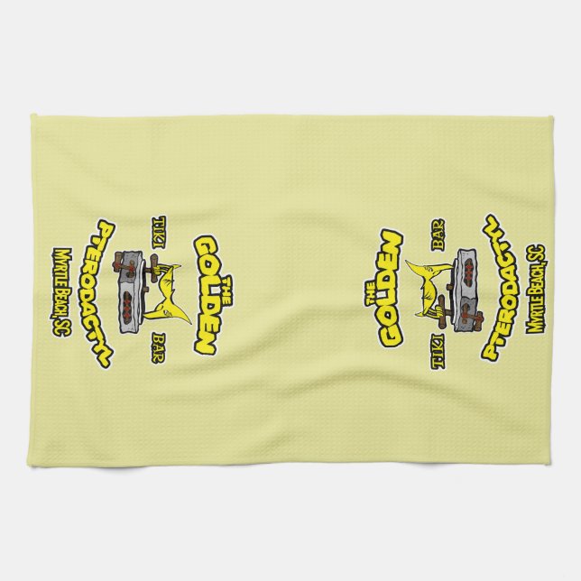 The Golden Pterodactyl Tiki Bar Myrtle Beach Tea Towel (Horizontal)