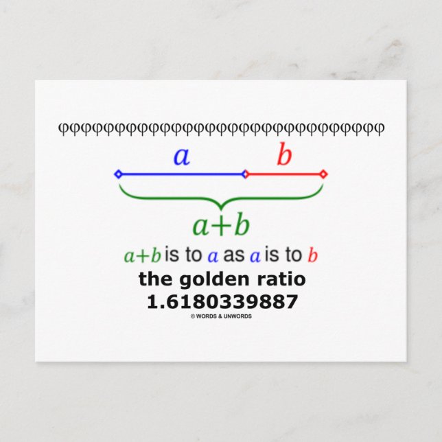 The Golden Ratio (Mathematics 1.6180339887) Postcard (Front)