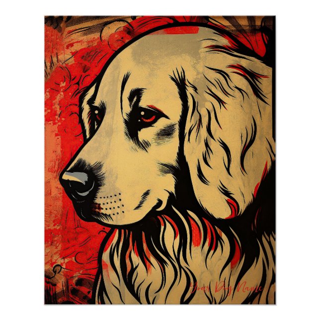 The Golden Retriever Dog, Red and Black 002 - Ulis Poster (Front)