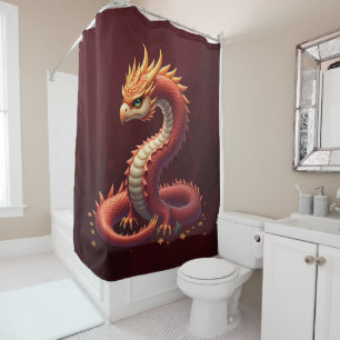 The golden serpent dragon. shower curtain