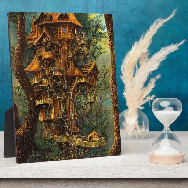 The Golden Treehouse | Fantasy Tabletop Plaque (Side)