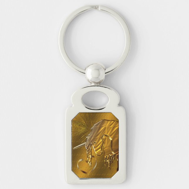 The Golden Unicorn (gold background) Key Ring (Front)