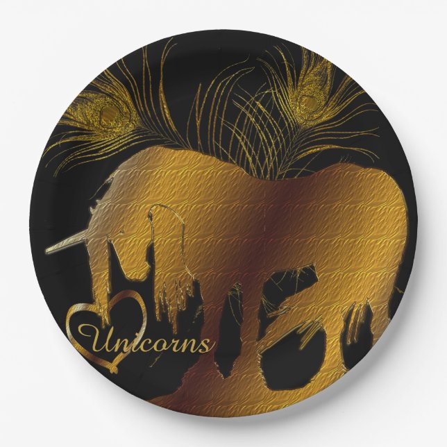 The Golden Unicorn Paper Plate (Front)