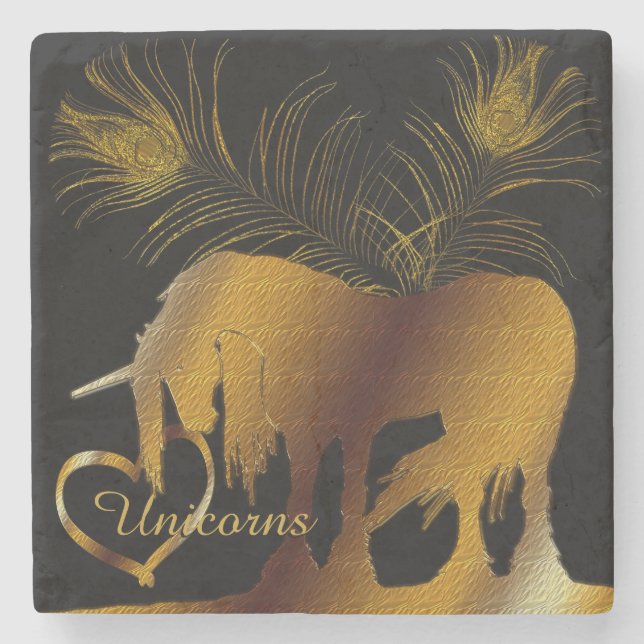 The Golden Unicorn Stone Coaster (Front)