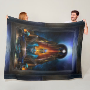 The Golden Vision Of Arsencia Fractal Art Fleece Blanket