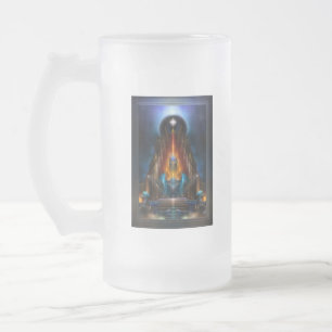 The Golden Vision Of Arsencia Fractal Art Frosted Glass Beer Mug