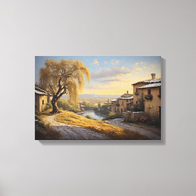 The Golden Willow at Sunset Canvas Print (Front)