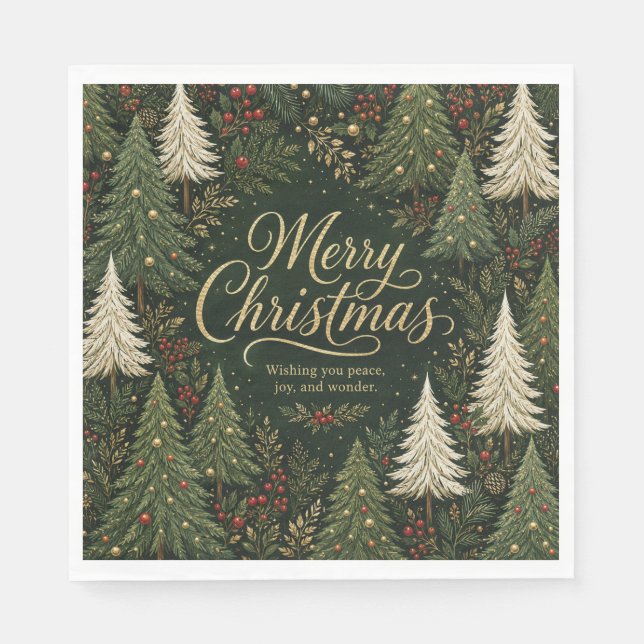 The Golden Yuletide Forest Napkin (Front)