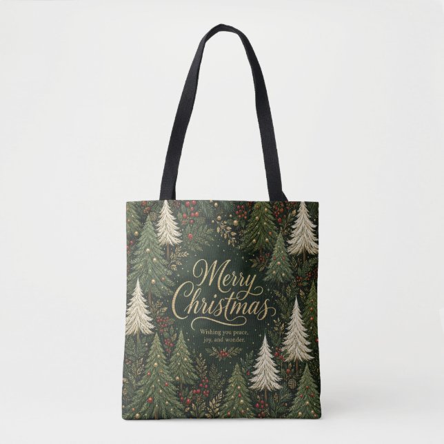 The Golden Yuletide Forest Tote Bag (Front)