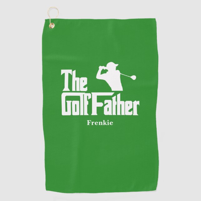The Golf Father With Name Funny Golf Theme Towel (Front)