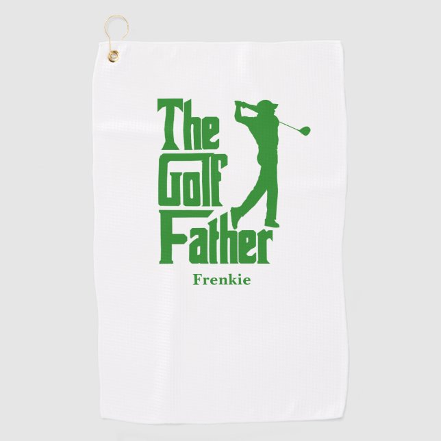The Golf Father With Name Funny Golf Theme Towel (Front)