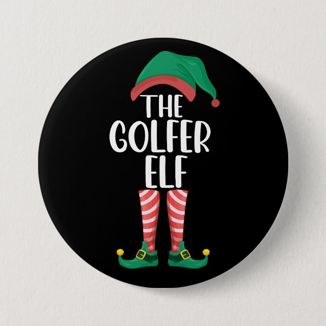 The Golfer Elf Golf Family Matching Christmas 7.5 Cm Round Badge (Front)