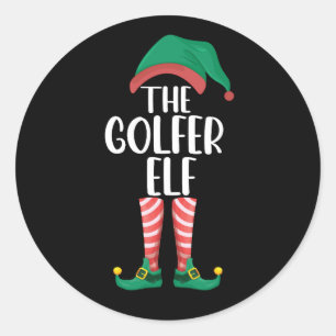 The Golfer Elf Golf Family Matching Christmas Classic Round Sticker