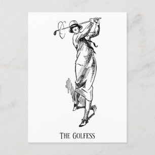 'The Golfess' Vintage Lady Golfer Postcard