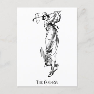 'The Golfess' Vintage Lady Golfer Postcard