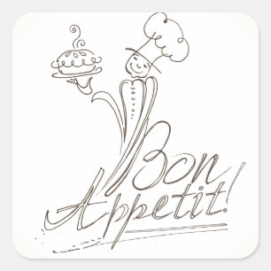 The Good Chef says Bon Appetit! Square Sticker