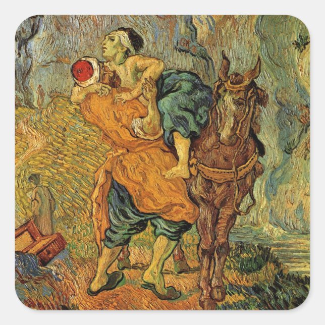 The Good Samaritan by Vincent van Gogh Square Sticker (Front)