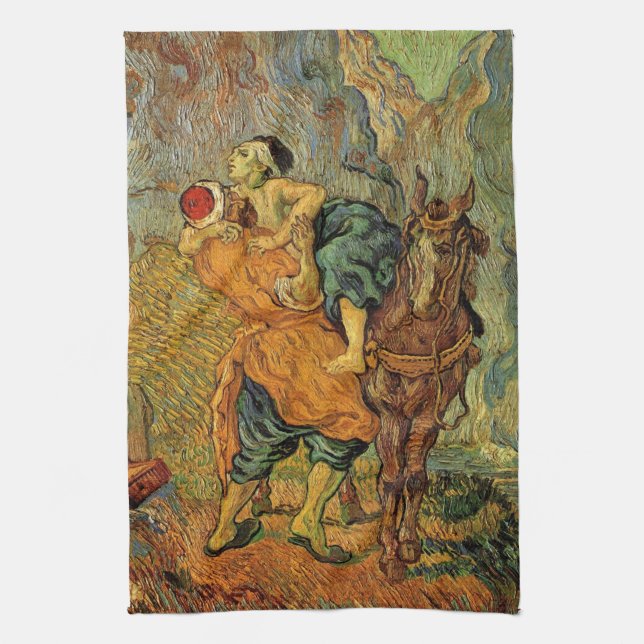 The Good Samaritan by Vincent van Gogh Tea Towel (Vertical)