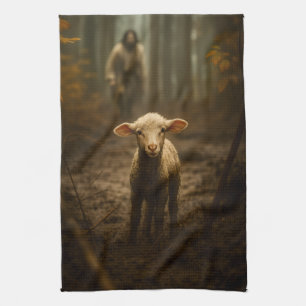 The Good Shepherd and the Lost Lamb – Jesus & Lamb Tea Towel