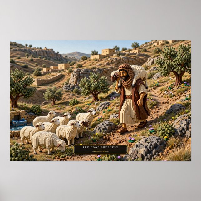 The Good Shepherd — Building Brick Art Poster (Front)