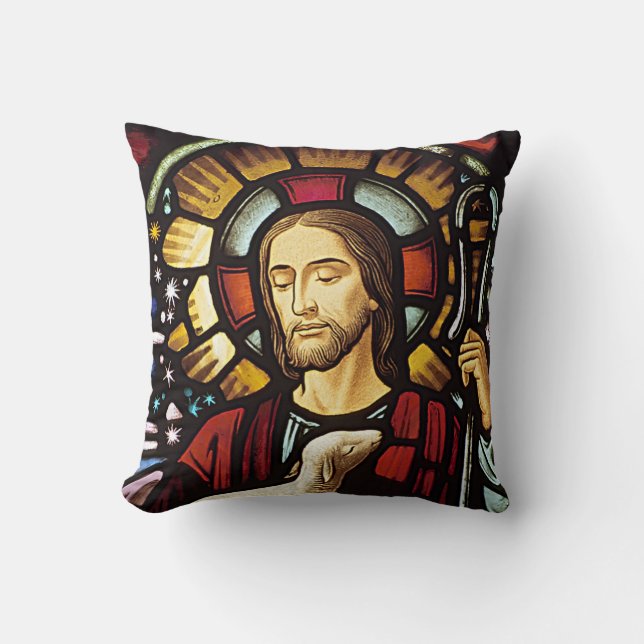 The Good Shepherd Cotton Throw Pillow, 16" x 16" Cushion (Front)
