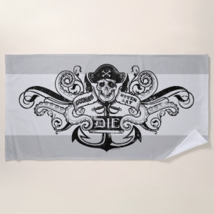 The Goonies "Never Say Die" Pirate Anchor Badge Beach Towel