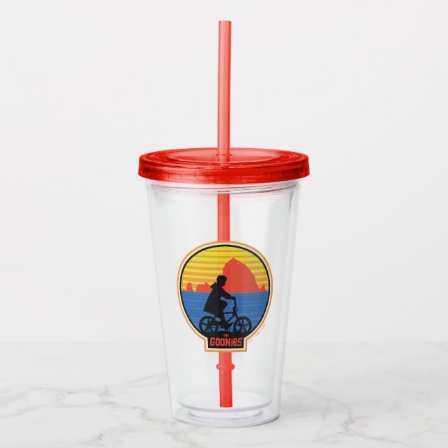 The Goonies Retro Mikey Riding Bike Graphic Acrylic Tumbler (Front)