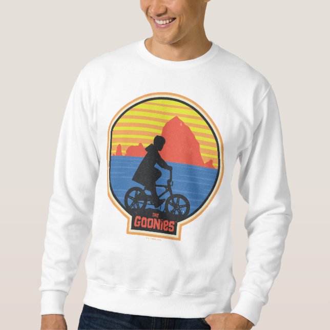 The Goonies Retro Mikey Riding Bike Graphic Sweatshirt (Front)