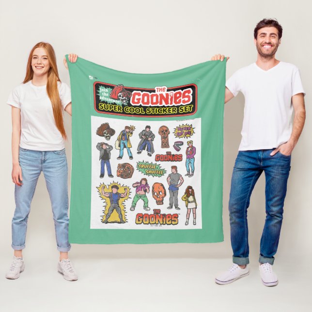 The Goonies Retro Sticker Sheet Graphic Fleece Blanket (In Situ)