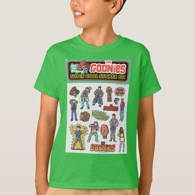 The Goonies Retro Sticker Sheet Graphic T-Shirt (Front)