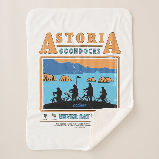 The Goonies Silhouettes Over Astoria Goondocks Sherpa Blanket (Front)