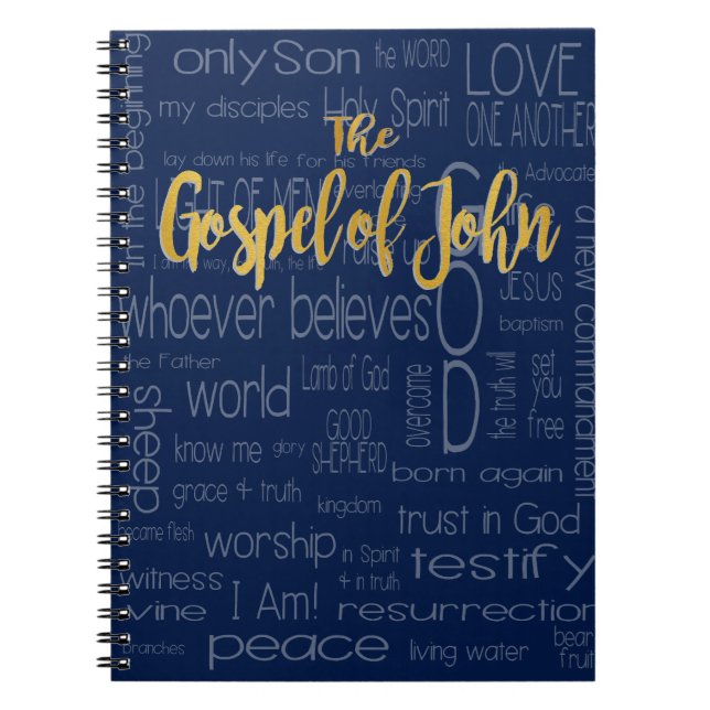 The Gospel of John, Navy Blue Spiral Notebook (Front)