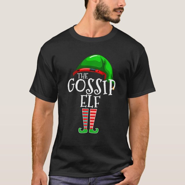 The Gossip Elf Group Matching Family Christmas Gif T-Shirt (Front)